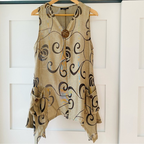 Kaktus Sleeveless Tunic Top Sharkbite Hem Pockets M - Picture 12 of 14